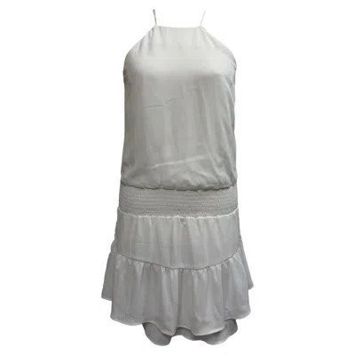 Pre-owned Krisa Halterneck Mini Dress In White Polyester In Gray