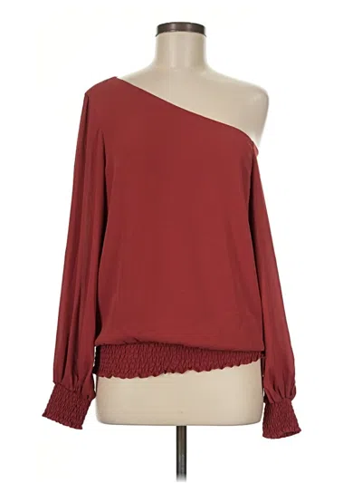 Pre-owned Krisa Long Sleeve Blouse In Burgundy