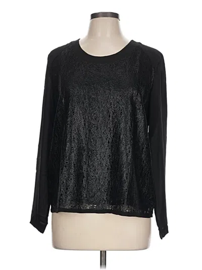 Pre-owned Krisa Long Sleeve Top Black Crew Neck Tops