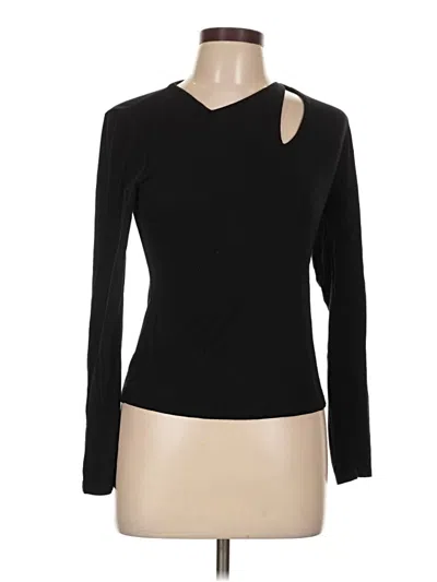 Pre-owned Krisa Long Sleeve Top Black One Shoulder Neckline Tops