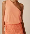 Krisa One Shoulder Tank Top In Sherbert In Orange