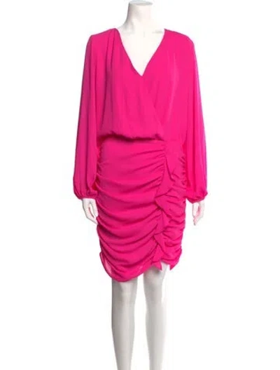Pre-owned Krisa Plunge Neckline Knee-length Dress In Pink
