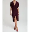 Krisa Twist Front Dress In Wine In Pink