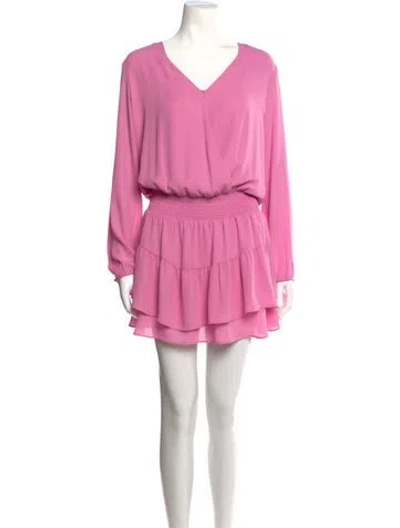 Pre-owned Krisa V-neck Mini Dress In Pink