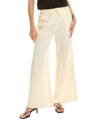 Krisa Wide Leg Pocket Linen-blend Pant In White