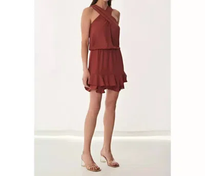 Krisa Wrap Front Halter Dress In Mojave In Red