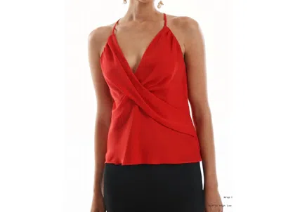 Krisa Wrap Halter Tank In Ruby In Pink