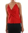 Krisa Wrap Halter Tank In Ruby In Pink