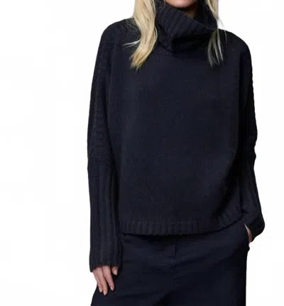 Kristensen Du Nord Bat Sleeve Cashmere Turtleneck Sweater In Black In Blue