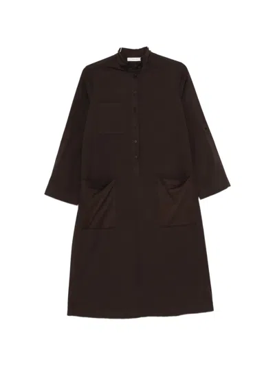 Kristensen Du Nord Button-down Patch-pocket Midi Dress In Brown