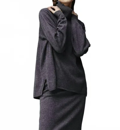 Kristensen Du Nord Cashmere Roll Neck Sweater In Black In Gray