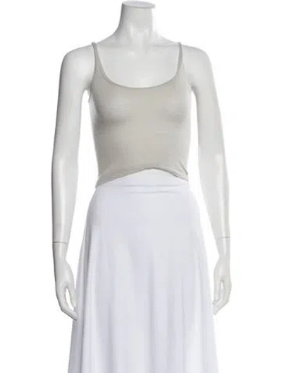 Pre-owned Kristensen Du Nord Cashmere Scoop Neck Crop Top In White