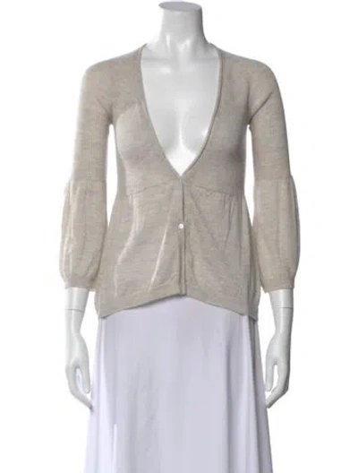 Pre-owned Kristensen Du Nord Cashmere V-neck Sweater In Neutral