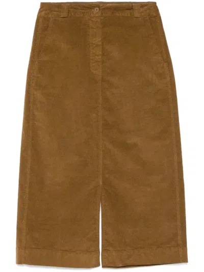 Kristensen Du Nord Corduroy Midi Skirt In Brown