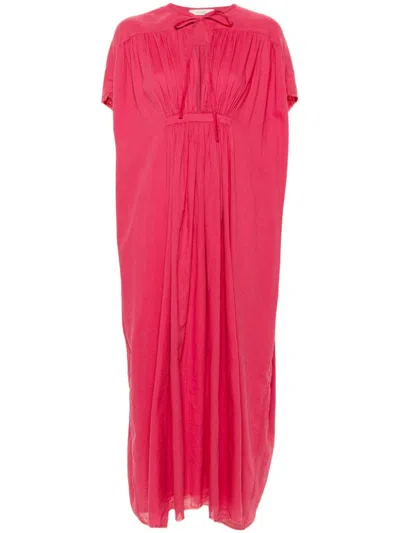 Kristensen Du Nord Cotton Voile Maxi Dress In Pink