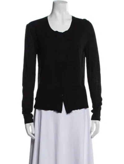 Pre-owned Kristensen Du Nord Crew Neck Long Sleeve Button-up Top In Black