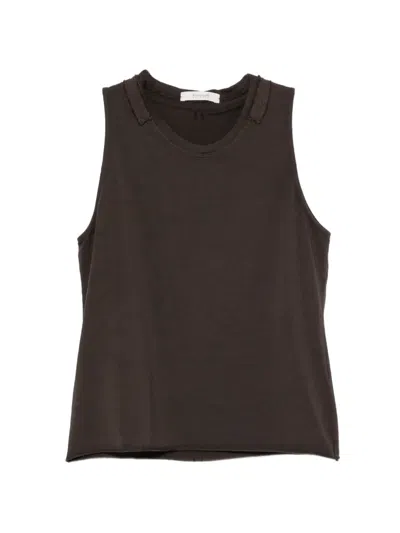 Kristensen Du Nord Distressed-effect Sleeveless Tank Top In Brown