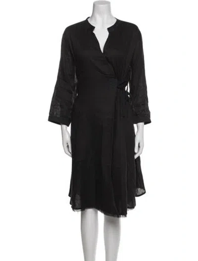 Pre-owned Kristensen Du Nord Linen Knee-length Dress In Black