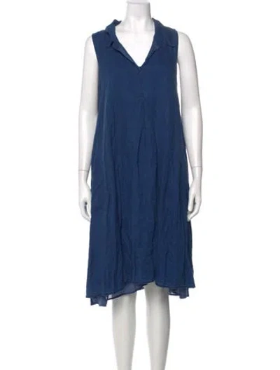 Pre-owned Kristensen Du Nord Linen Knee-length Dress In Blue