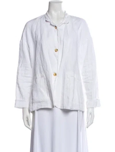 Pre-owned Kristensen Du Nord Linen Long Sleeve Top In White