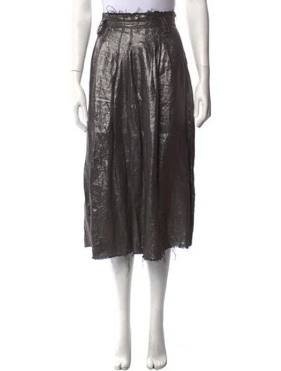 Pre-owned Kristensen Du Nord Linen Midi Length Skirt In Metallic/neutrals/silver