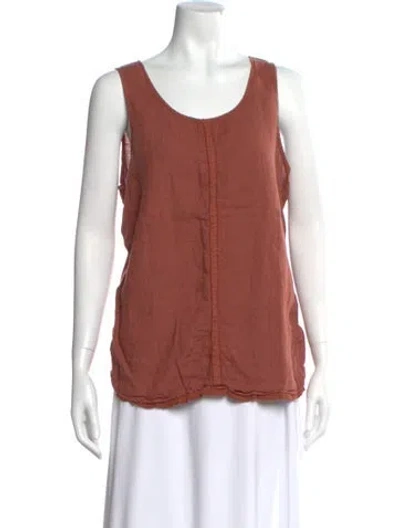 Pre-owned Kristensen Du Nord Linen Scoop Neck Top In Neutral