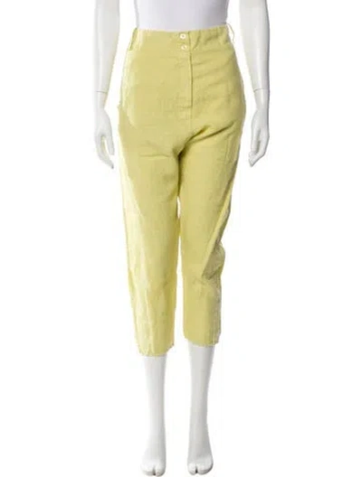 Pre-owned Kristensen Du Nord Linen Skinny Leg Pants In Yellow