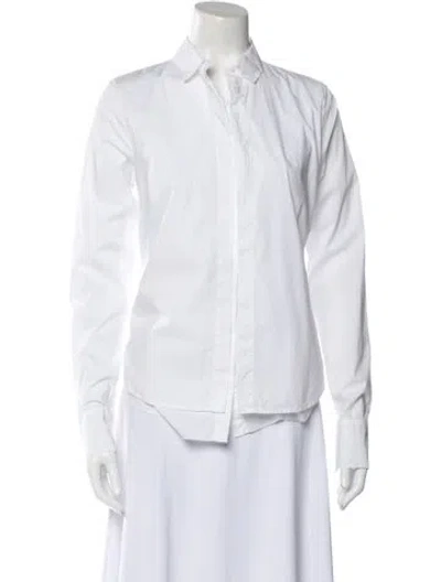 Pre-owned Kristensen Du Nord Long Sleeve Button-up Top In White