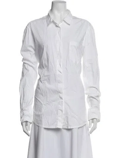 Pre-owned Kristensen Du Nord Long Sleeve Button-up Top In White