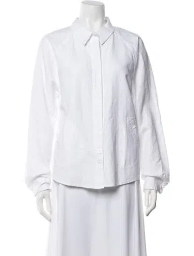 Pre-owned Kristensen Du Nord Long Sleeve Button-up Top In White