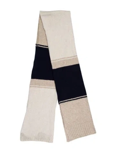 Pre-owned Kristensen Du Nord Merino Wool Colorblock Pattern Scarf In Blue