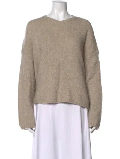 Pre-owned Kristensen Du Nord Merino Wool V-neck Sweater In Neutrals