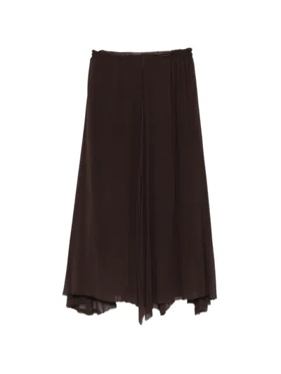 Kristensen Du Nord Raw-edge Layered Midi Skirt In Brown