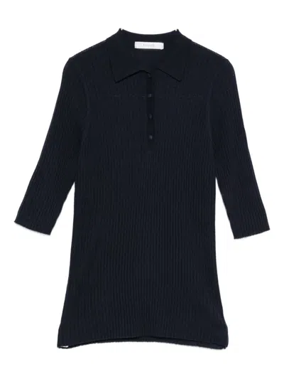 Kristensen Du Nord Ribbed Polo-neck T-shirt In Burgundy