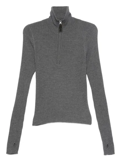 Kristensen Du Nord Ribbed Zip-neck Sweater In Multi