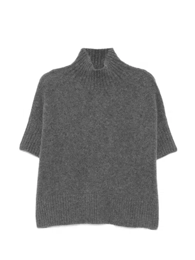 Kristensen Du Nord Ribbed-trim Short-sleeve Sweater In Gray