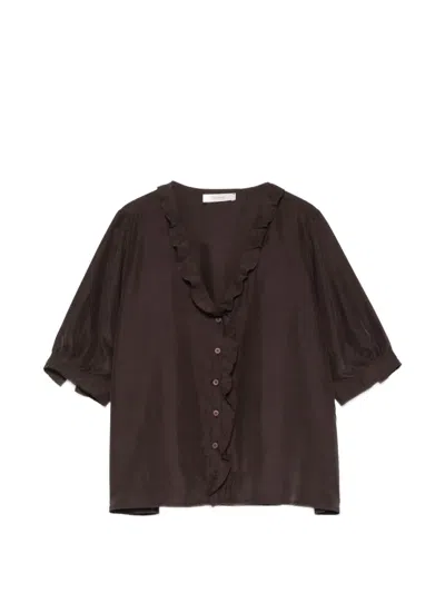Kristensen Du Nord Ruffled Blouse In Brown