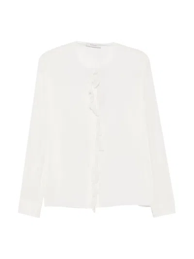 Kristensen Du Nord Ruffle-trim Long-sleeve Blouse In White