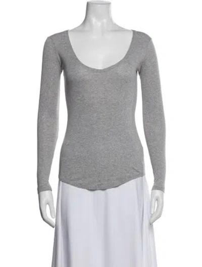 Pre-owned Kristensen Du Nord Scoop Neck Long Sleeve Top In Gray