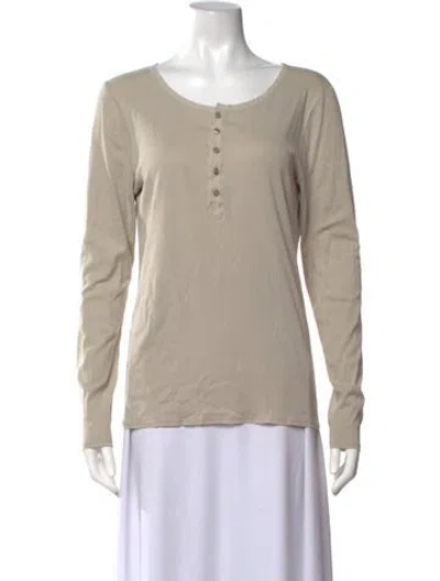 Pre-owned Kristensen Du Nord Scoop Neck Long Sleeve Top In Neutrals