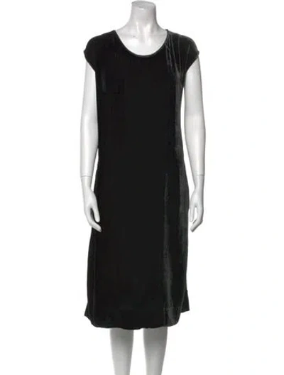 Pre-owned Kristensen Du Nord Scoop Neck Midi Length Dress In Black
