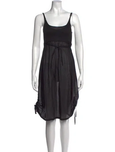 Pre-owned Kristensen Du Nord Scoop Neck Midi Length Dress In Black