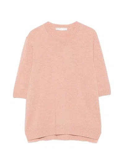 Kristensen Du Nord Short-sleeve Cashmere Sweater In Pink