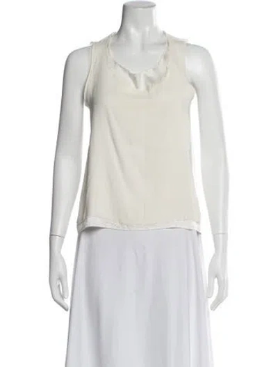 Pre-owned Kristensen Du Nord Silk Cowl Neck Blouse In Yellow
