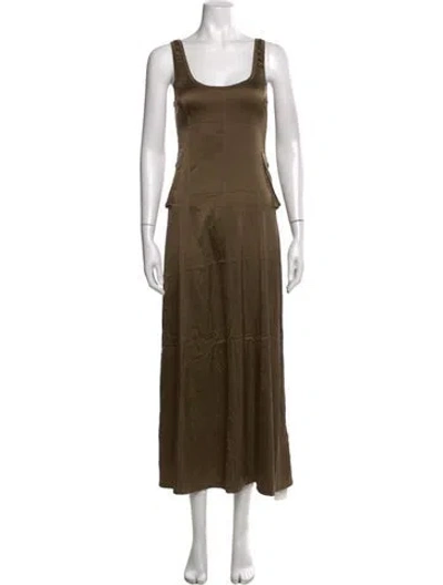 Pre-owned Kristensen Du Nord Silk Long Dress In Brown