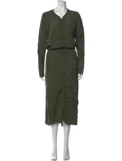 Pre-owned Kristensen Du Nord Silk Long Dress In Green