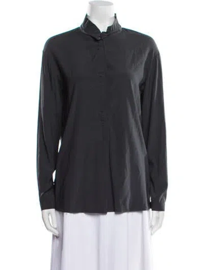 Pre-owned Kristensen Du Nord Silk Long Sleeve Button-up Top In Black