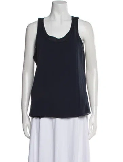 Pre-owned Kristensen Du Nord Silk Scoop Neck Top In Blue