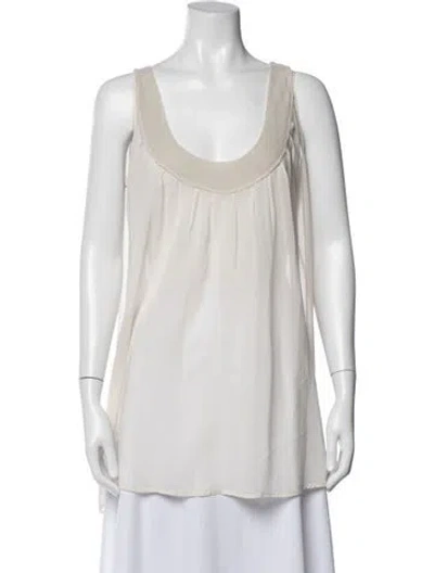 Pre-owned Kristensen Du Nord Silk Scoop Neck Top In Neutral