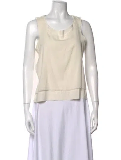 Pre-owned Kristensen Du Nord Silk Scoop Neck Top In White